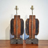 PAIR OF INDUSTRIAL FOUNDRY-MOLD TABLE LAMPS