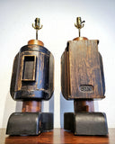 PAIR OF INDUSTRIAL FOUNDRY-MOLD TABLE LAMPS