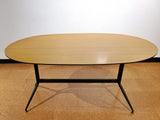 ITALIAN TRESTLE DINING TABLE OF TUBULAR STEEL AND LAMINATE ON PLYWOOD