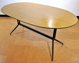 ITALIAN TRESTLE DINING TABLE OF TUBULAR STEEL AND LAMINATE ON PLYWOOD