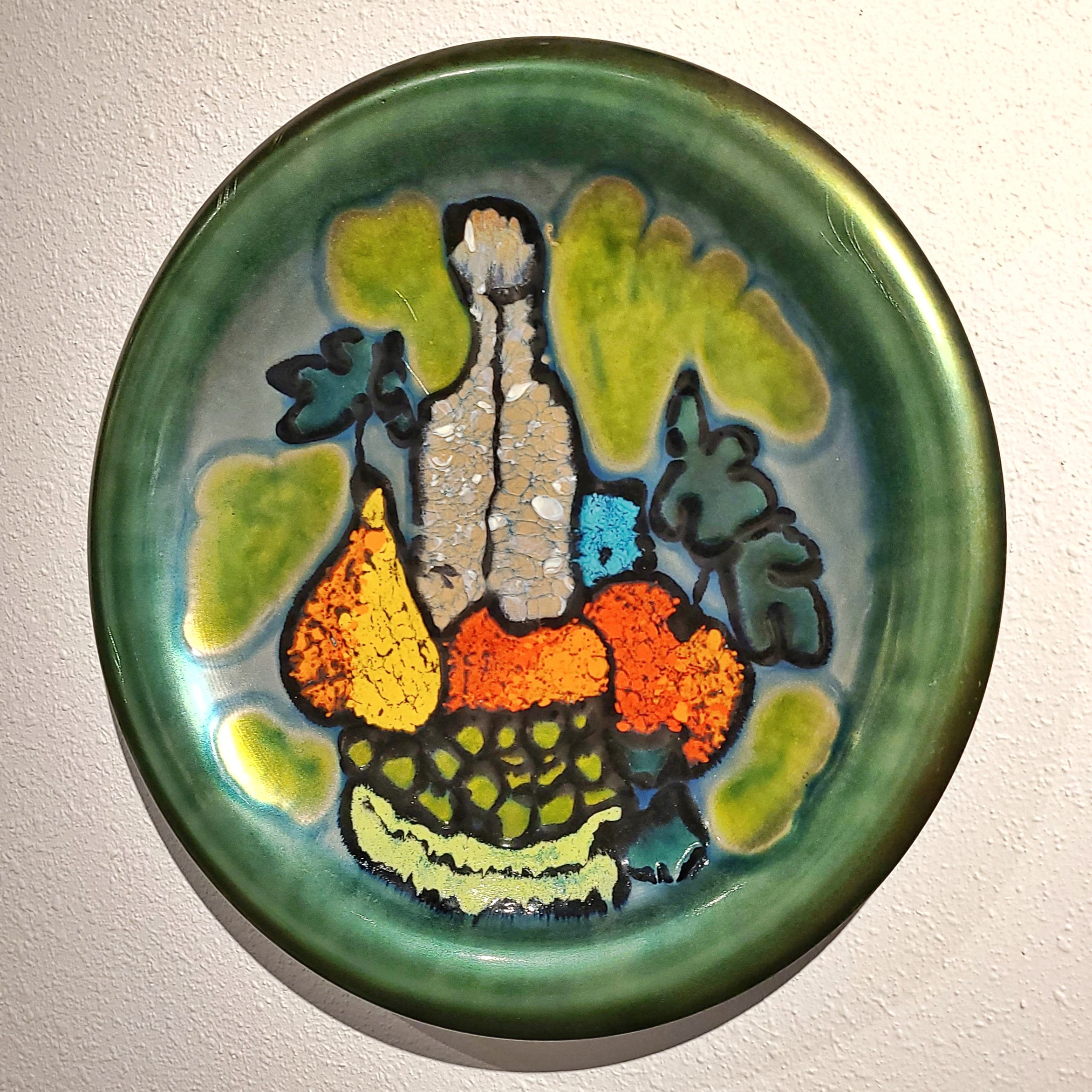 ENAMEL ON COPPER WALL PLATE BY UBALDO CINCIARINI FOR STUDIO CELLINI RAME d'ARTE PESARO