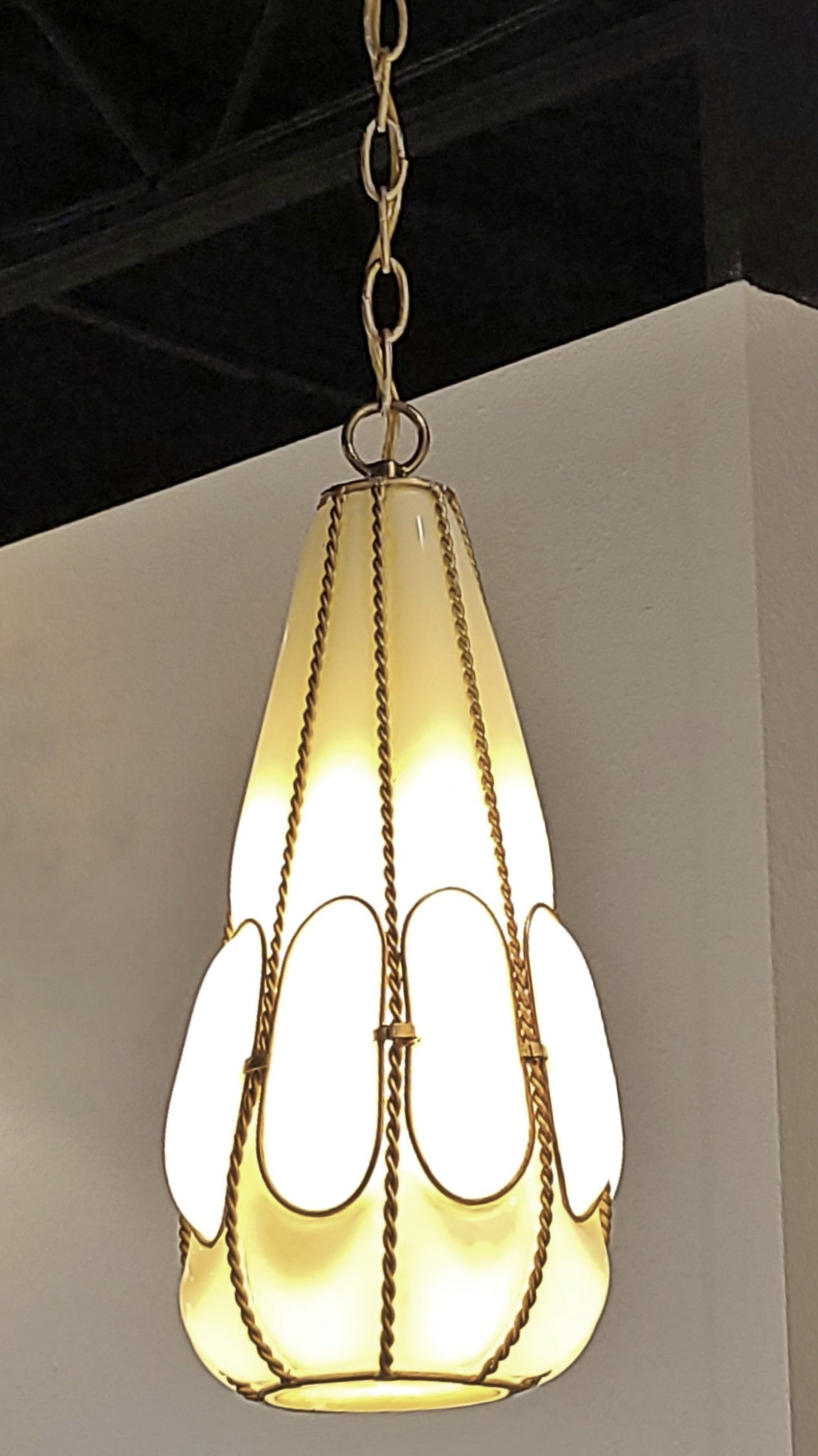 ARCHIMEDE SEGUSO (ATTRIB.) CAGED MURANO GLASS LIGHT FIXTURES (PAIR)