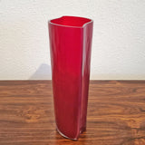 DEEP RED BATTUTO CYCLONE ART GLASS VASE