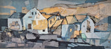 ‘HOUSES  IN THE HILLS’ BY STEFAN LÖKÖS MIXED MEDIA LANDSCAPE ON PAPER