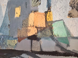 ‘HOUSES  IN THE HILLS’ BY STEFAN LÖKÖS MIXED MEDIA LANDSCAPE ON PAPER