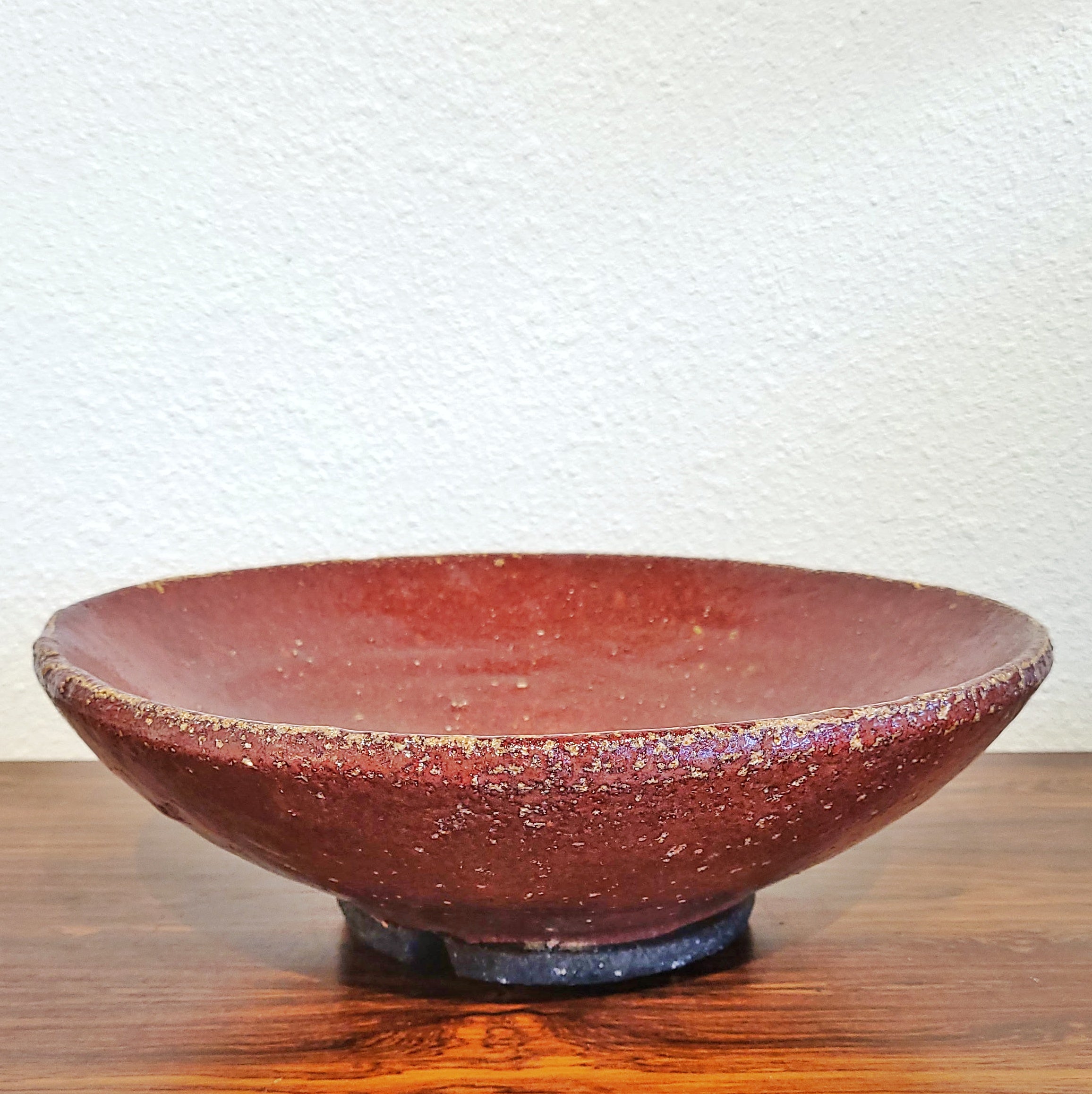 CHINESE EARTHENWARE CENTERPIECE BOWL WITH OXBLOOD GLAZE (13.25")
