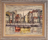 VILLAGE HARBORSCAPE BY JULES DUFFART (1960s)