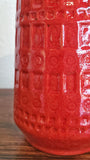 TALL BRIGHT RED SCHEURICH ‘INKA’ DÉCOR VASE Nr. 260/30