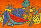 LUIGI SANTI DECORATIVE BOWL WITH STILL LIFE AND VOLCANIC EDGE - ITALY