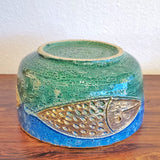 LARGE BITOSSI CENTERPIECE BOWL WITH GOLDEN FISH MOTIF