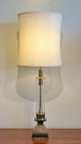 TUBULAR GLASS AND BRASS STIFFEL-STYLE TABLE LAMP