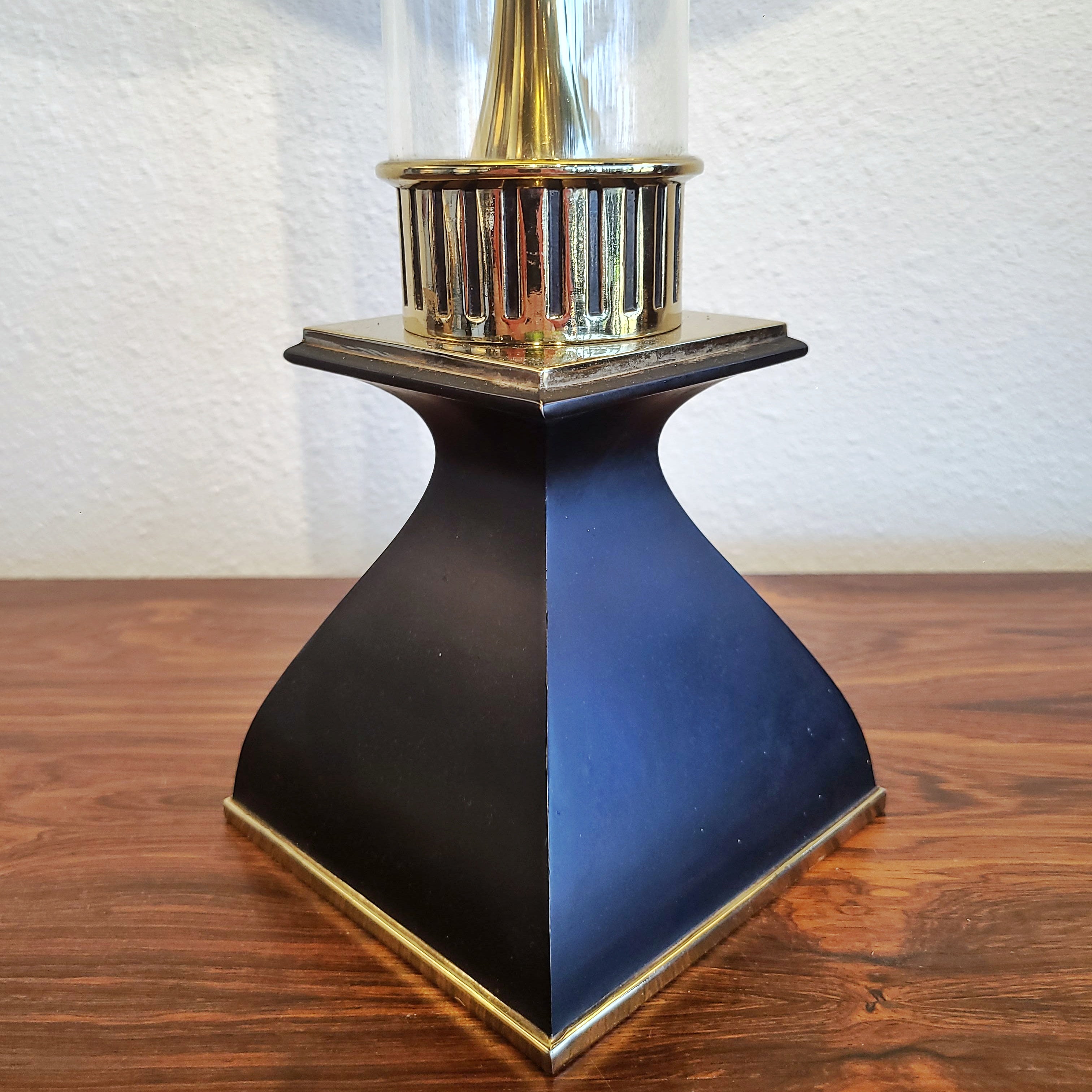 TUBULAR GLASS AND BRASS STIFFEL-STYLE TABLE LAMP