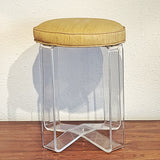 VINTAGE LUCITE STOOL WITH TEXTURED VINYL UPHOLSTERY