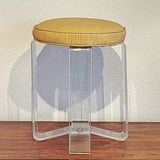 VINTAGE LUCITE STOOL WITH TEXTURED VINYL UPHOLSTERY