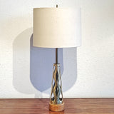 TONY PAUL BRASS AND WALNUT TABLE LAMP FOR WESTWOOD INDUSTRIES (1950s)