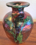 SIGNED IRIDESCENT RAKU-FIRED VASE (NOT WATERTIGHT)