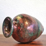 SIGNED IRIDESCENT RAKU-FIRED VASE (NOT WATERTIGHT)