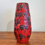LARGE SCHEURICH KERAMIK RED & BLACK FAT LAVA VASE Nr. 529/38