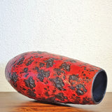 LARGE SCHEURICH KERAMIK RED & BLACK FAT LAVA VASE Nr. 529/38
