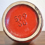 LARGE SCHEURICH KERAMIK RED & BLACK FAT LAVA VASE Nr. 529/38