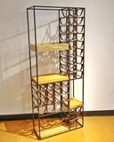 LARGE ARTHUR UMANOFF IRON AND LEATHER WINE RACK FOR SHAVER HOWARD