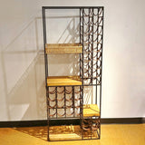 LARGE ARTHUR UMANOFF IRON AND LEATHER WINE RACK FOR SHAVER HOWARD