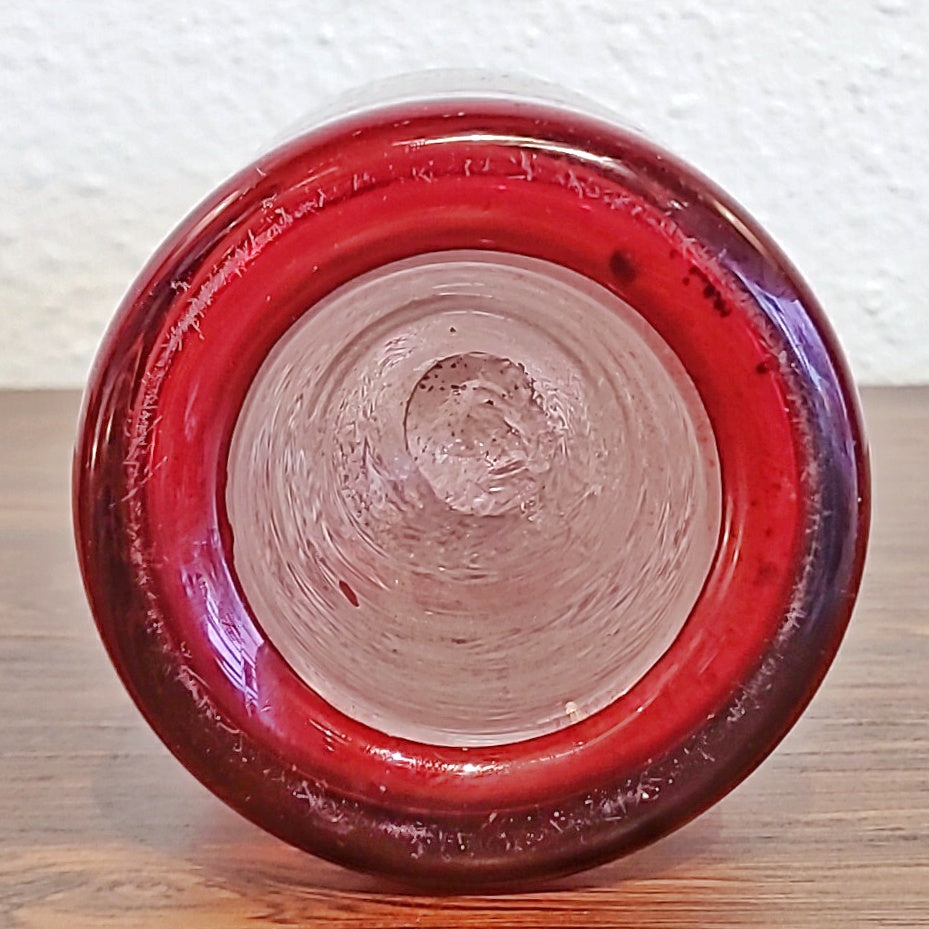 ANTIQUE MOUTH-BLOWN BOTTLE WITH ENAMEL DÉCOR (VICTORIAN?)