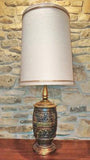 LARGE GEOMETRIC RELIEF PATTERN CERAMIC TABLE LAMP