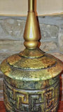 LARGE GEOMETRIC RELIEF PATTERN CERAMIC TABLE LAMP