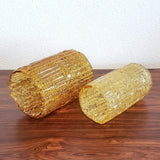 TORCH-CUT BRONZE SCONCE WITH AMBER MURANO GLASS SHADES BY AHLSTRÖM & EHRICH FOR A&E DESIGN