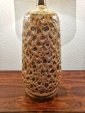 CERAMIC AND WALNUT FAT-LAVA TABLE LAMP