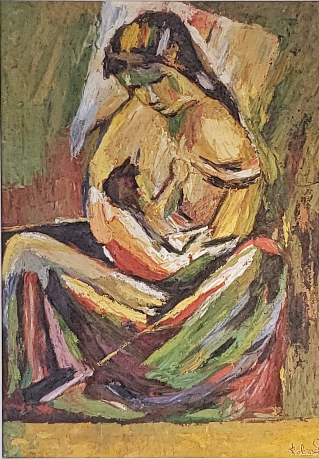 PORTRAIT OF A NURSING WOMAN WITH CHILD (SIGNED)