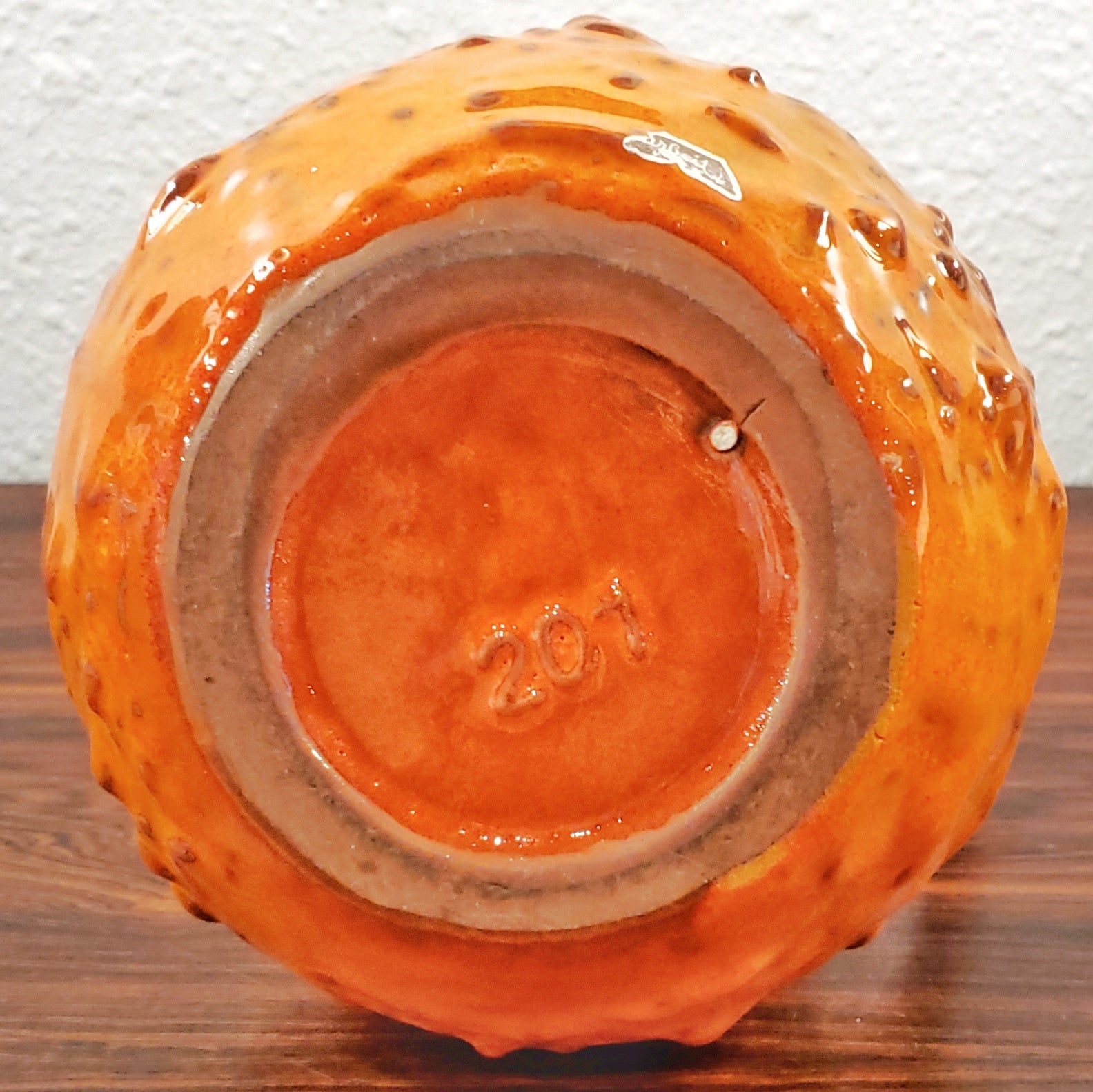 KREUTZ KERAMIK ORANGE/BLACK FAT-LAVA JUG VASE 201 (23.5 cm)