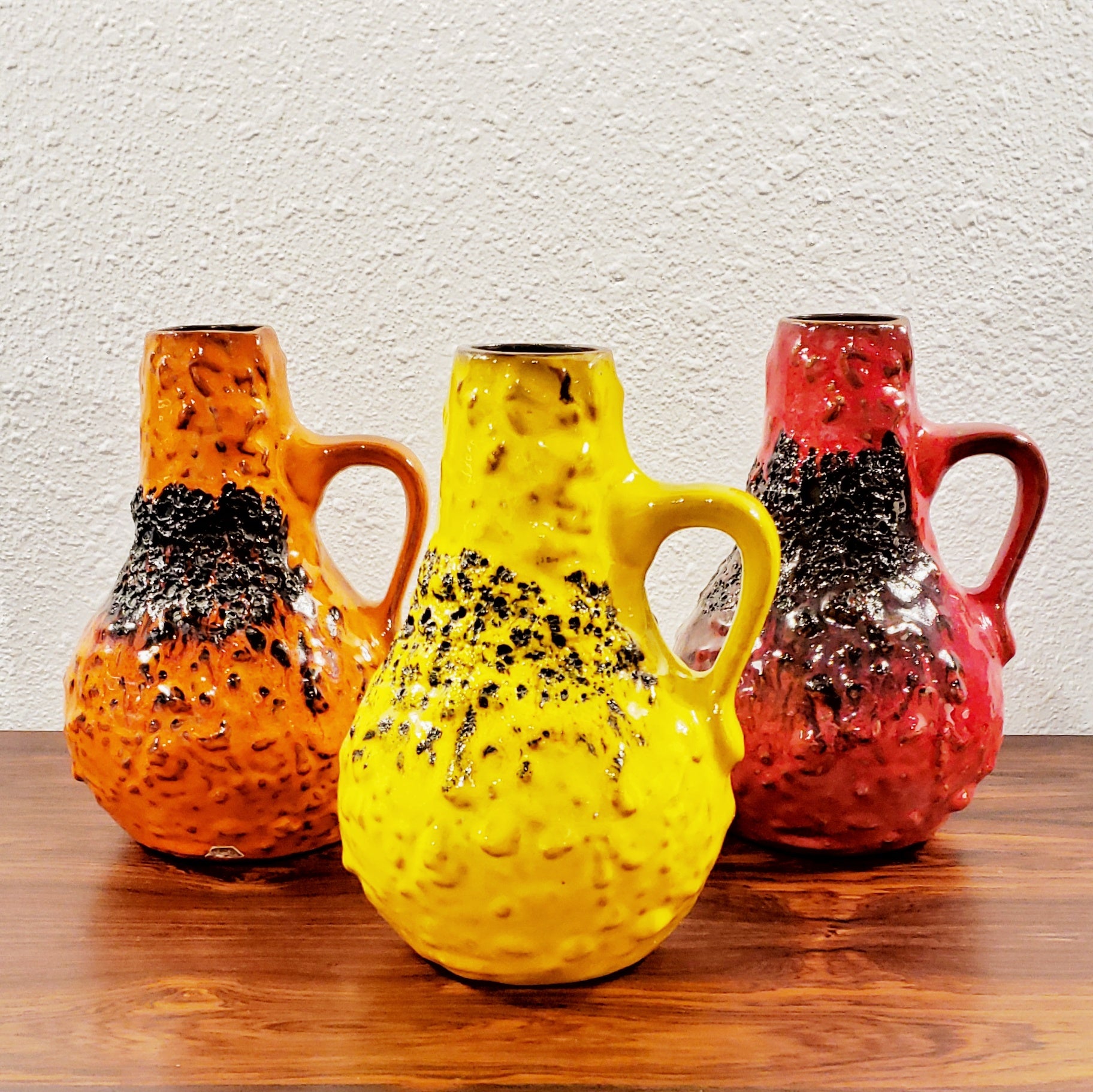 KREUTZ KERAMIK ORANGE/BLACK FAT-LAVA JUG VASE 201 (23.5 cm)