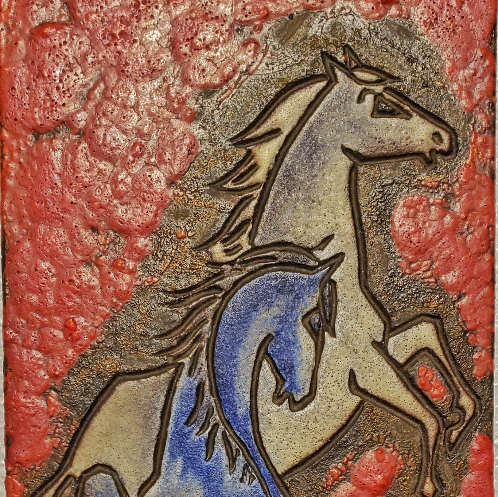 RUSCHA KERAMIK ‘SCHEUENDE PFERDE’ WALL TILE 782/3
